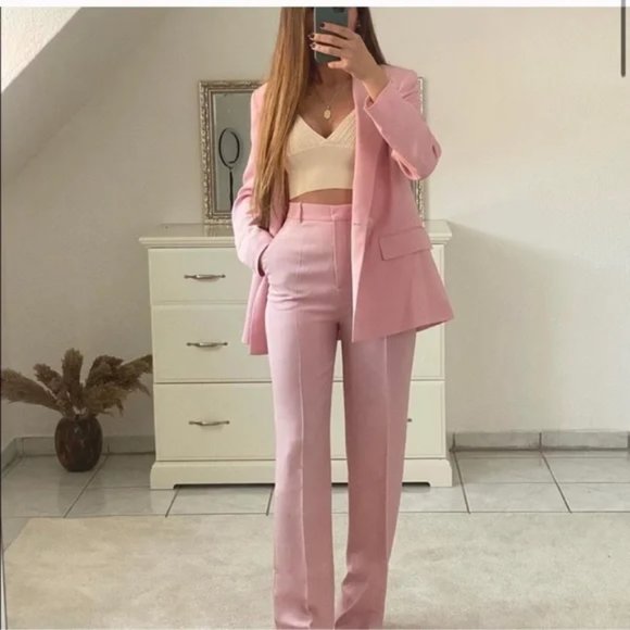 ZARA Double Breasted Blazer Pink - Picture 3 of 9